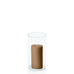 Tiramisu 5cm x 10cm Pillar in 8cm x 15cm Glass Pack of 1