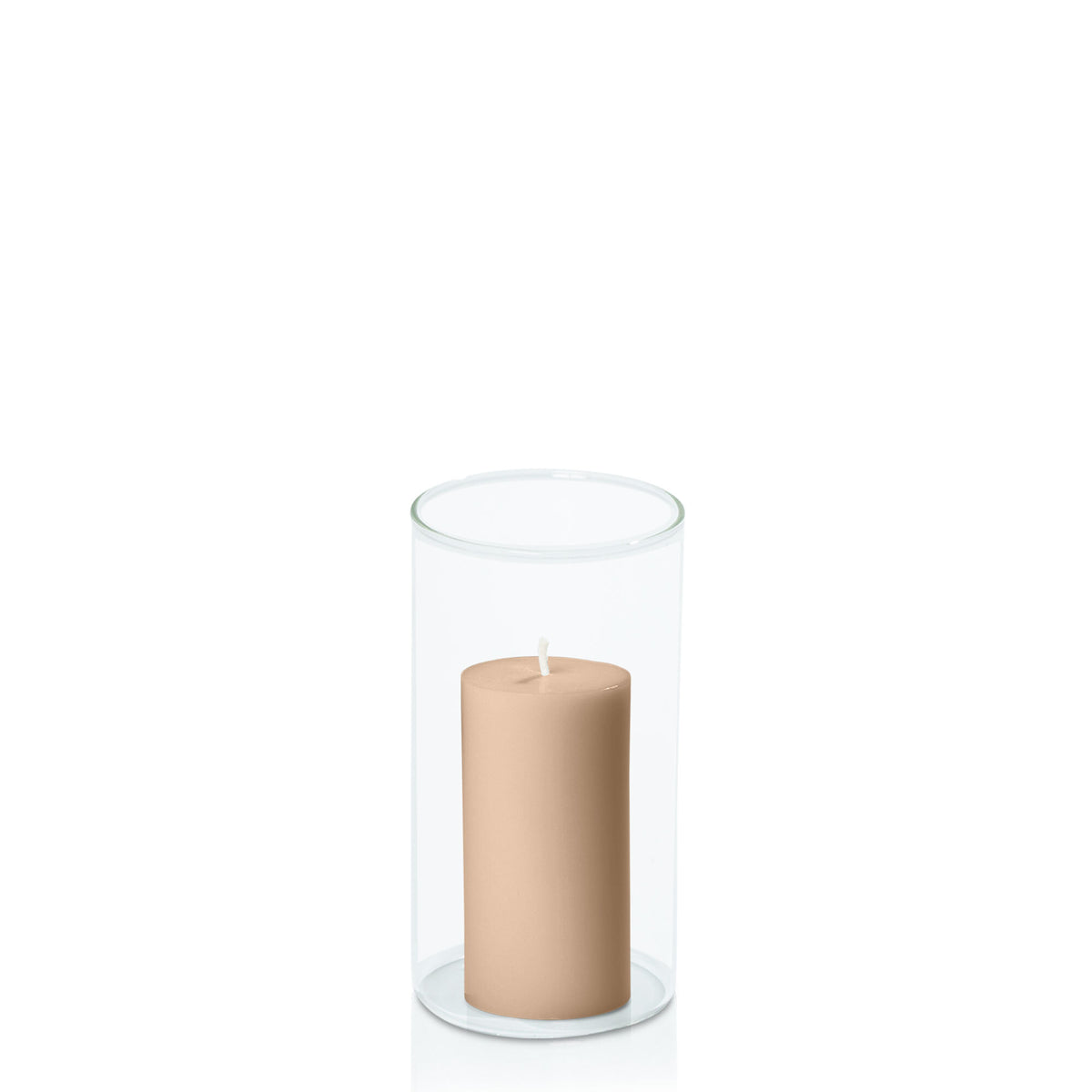 Toffee 5cm x 10cm Pillar in 8cm x 15cm Glass Pack of 1