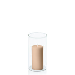 Toffee 5cm x 10cm Pillar in 8cm x 15cm Glass Pack of 1