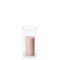 Vintage Blush 5cm x 10cm Pillar in 8cm x 15cm Glass