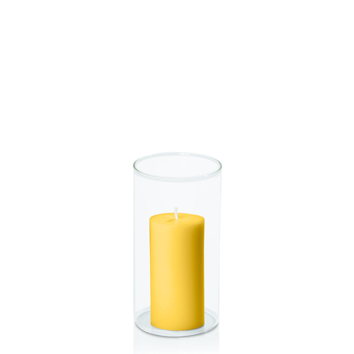 Yellow 5cm x 10cm Pillar in 8cm x 15cm Glass Pack of 1