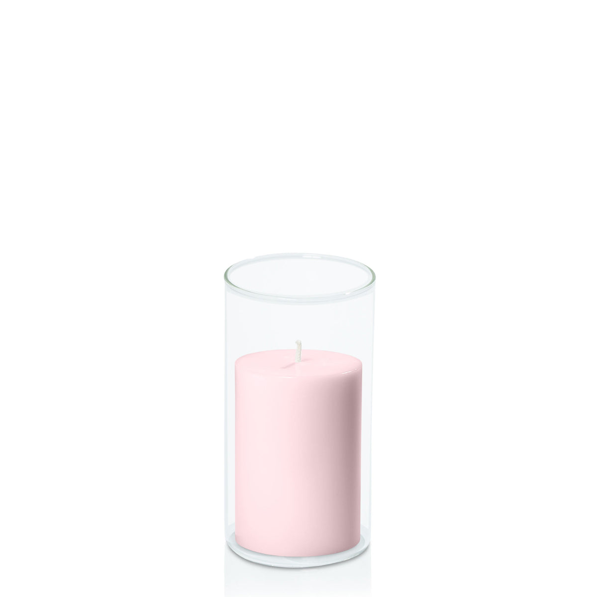 Blush Pink 7cm x 10cm Pillar in 8cm x 15cm Glass Pack of 1