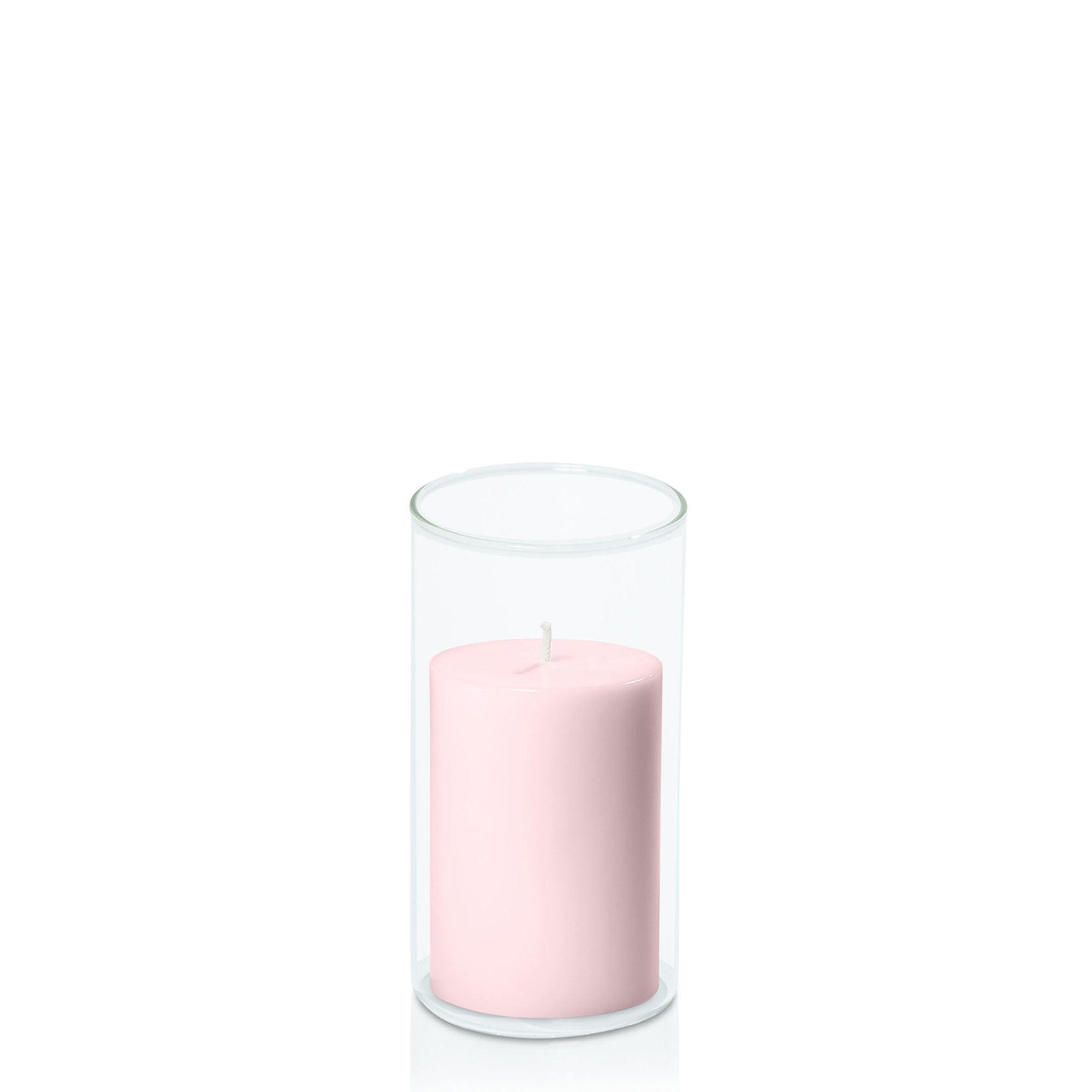 Blush Pink 7cm x 10cm Pillar in 8cm x 15cm Glass Pack of 1