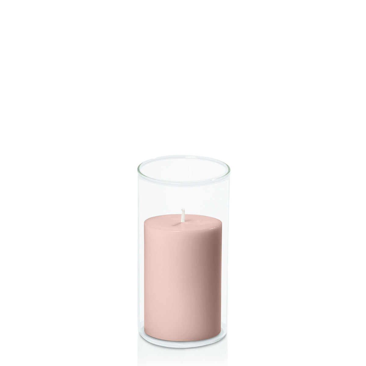 Heritage Rose 7cm x 10cm Pillar in 8cm x 15cm Glass Pack of 1