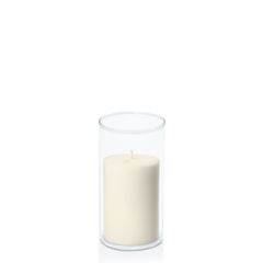Ivory 7cm x 10cm Pillar in 8cm x 15cm Glass Pack of 1
