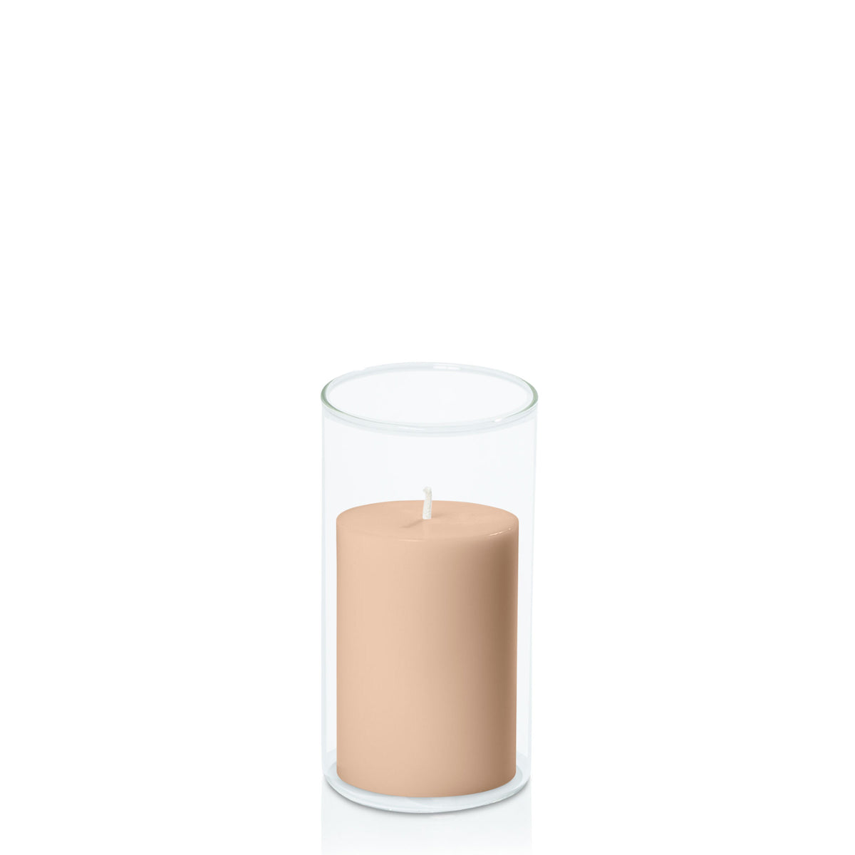 Latte 7cm x 10cm Pillar in 8cm x 15cm Glass Pack of 1