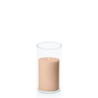 Latte 7cm x 10cm Pillar in 8cm x 15cm Glass