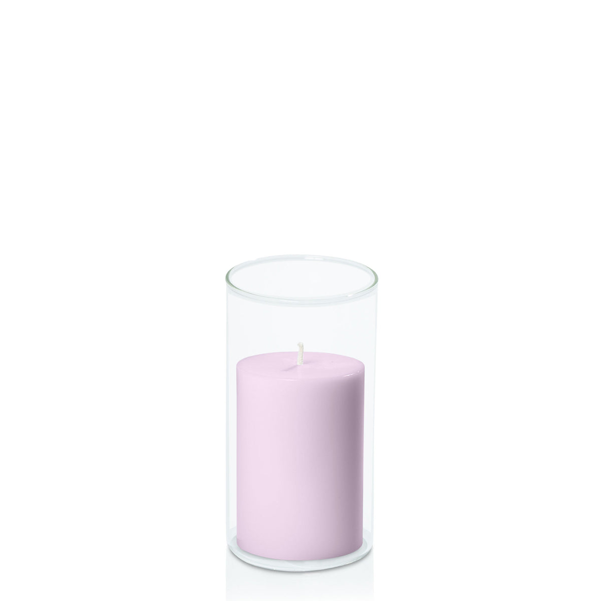 Lilac 7cm x 10cm Pillar in 8cm x 15cm Glass Pack of 1