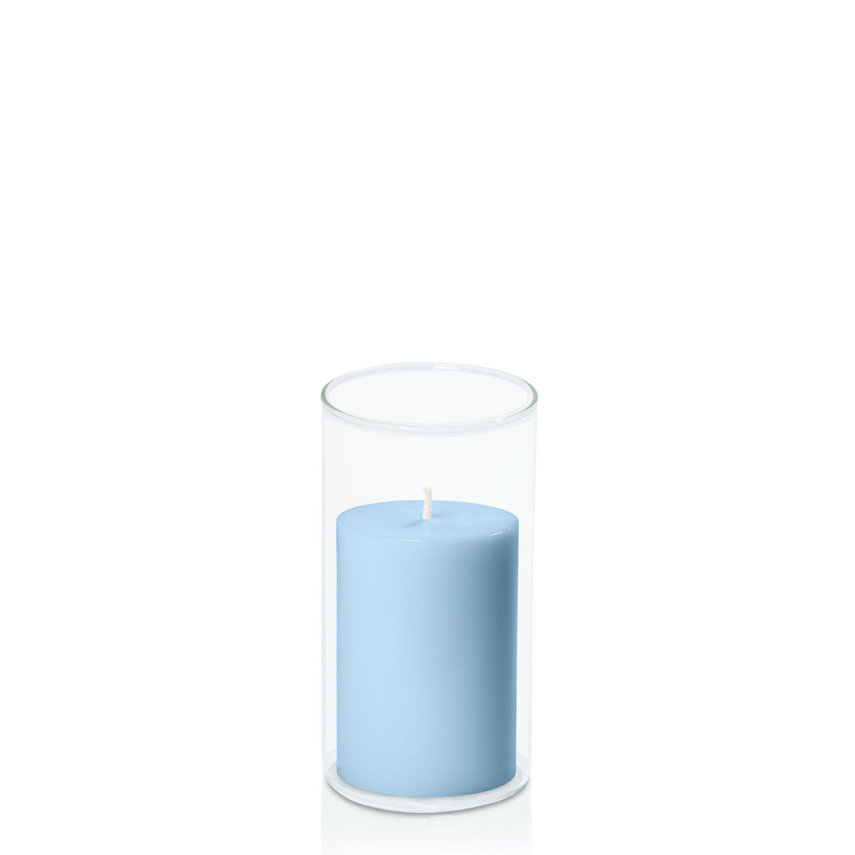 Pastel Blue 7cm x 10cm Pillar in 8cm x 15cm Glass Pack of 1