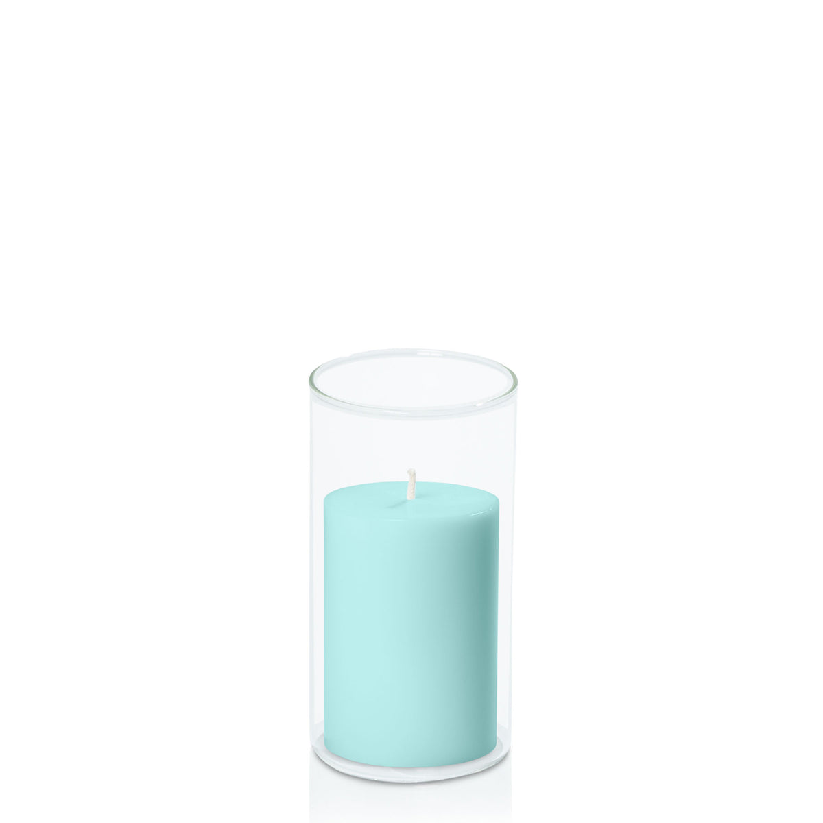 Pastel Teal 7cm x 10cm Pillar in 8cm x 15cm Glass Pack of 1