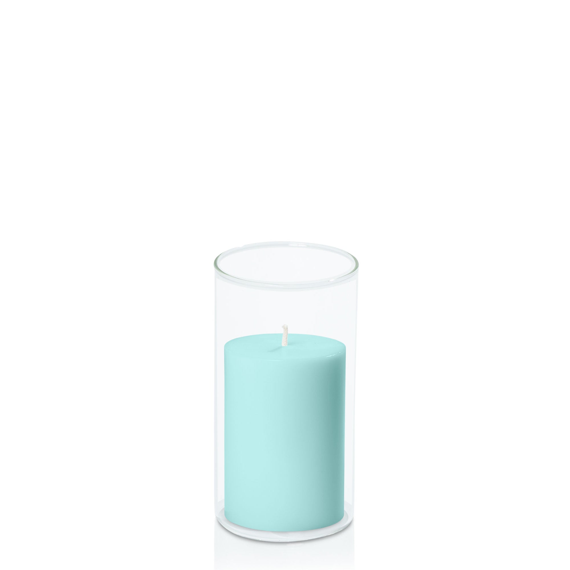 Pastel Teal 7cm x 10cm Pillar in 8cm x 15cm Glass Pack of 1