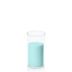 Pastel Teal 7cm x 10cm Pillar in 8cm x 15cm Glass Pack of 1