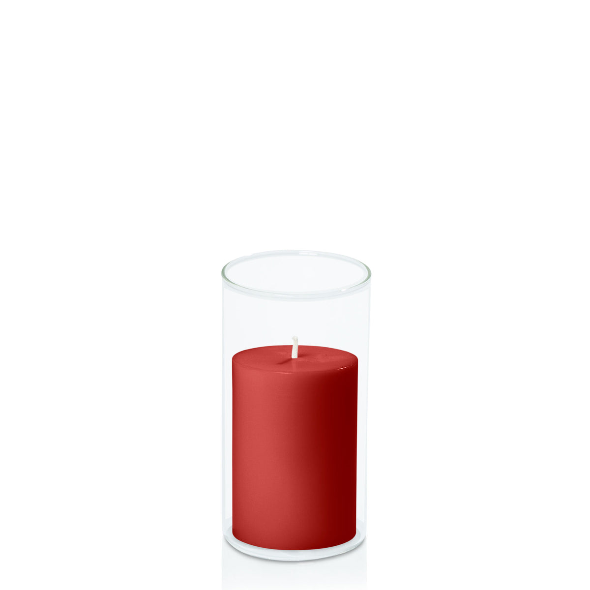 Red 7cm x 10cm Pillar in 8cm x 15cm Glass Pack of 1