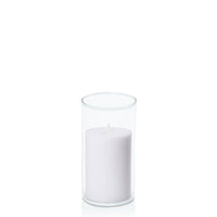 Silver Grey 7cm x 10cm Pillar in 8cm x 15cm Glass