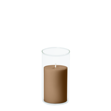 Tiramisu 7cm x 10cm Pillar in 8cm x 15cm Glass Pack of 1