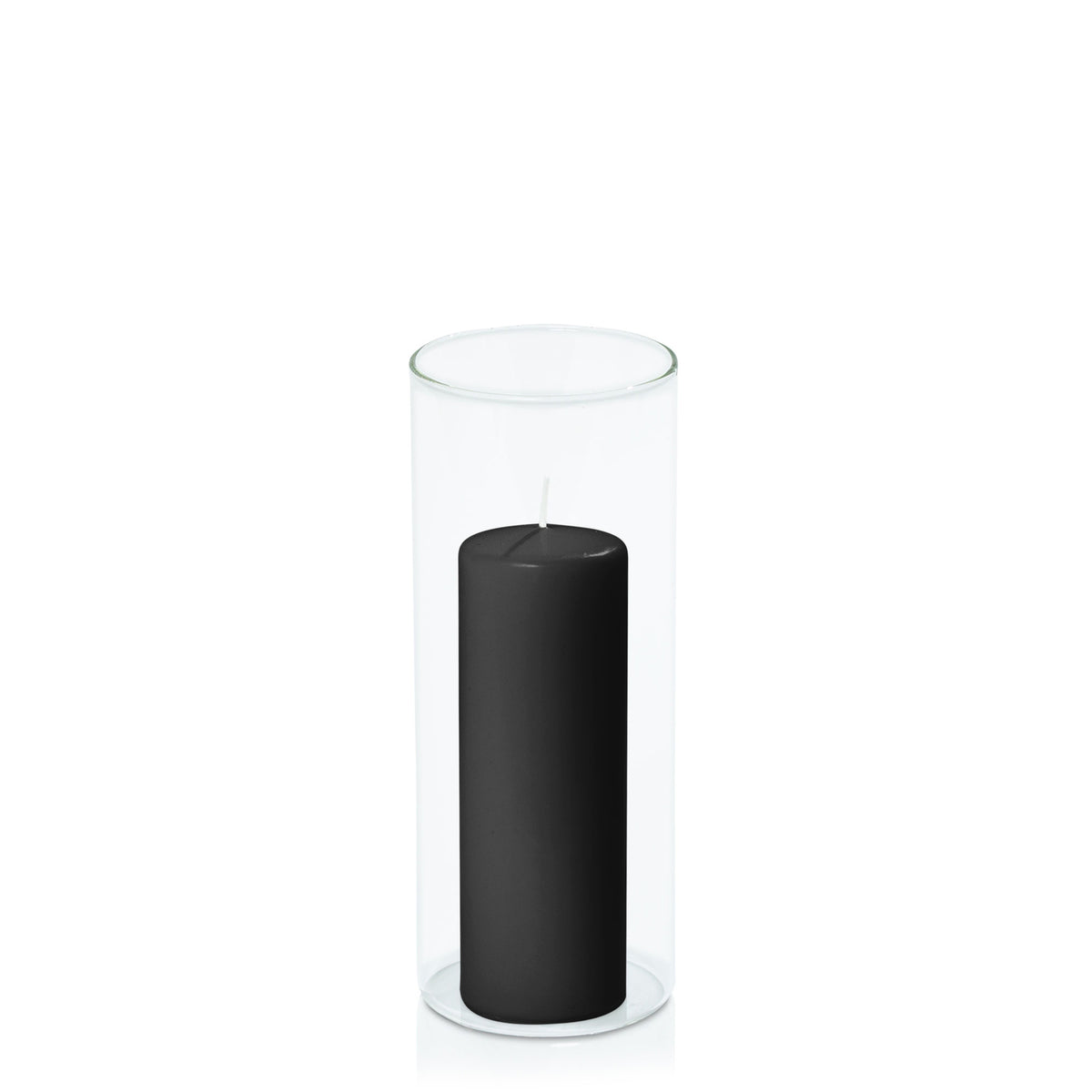 Black 5cm x 15cm Event Pillar in 8cm x 20cm Glass Pack of 1