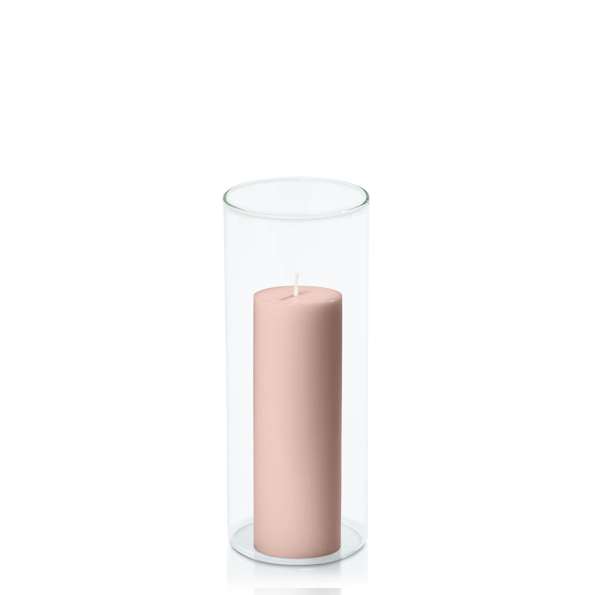 Heritage Rose 5cm x 15cm Pillar in 8cm x 20cm Glass Pack of 1