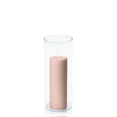 Heritage Rose 5cm x 15cm Pillar in 8cm x 20cm Glass Pack of 1