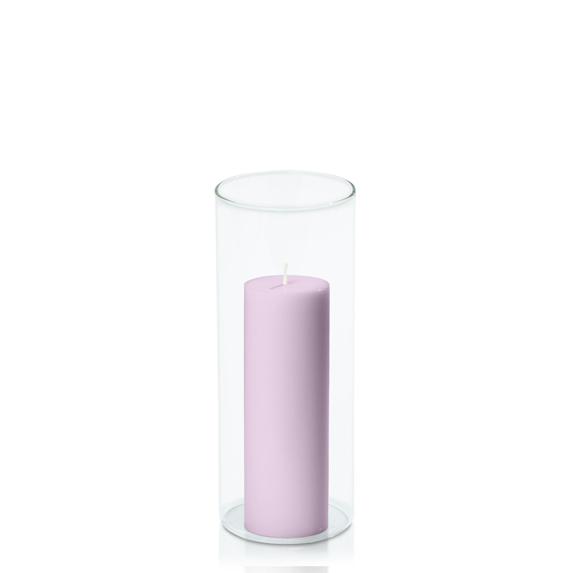 Lilac 5cm x 15cm Pillar in 8cm x 20cm Glass Pack of 1