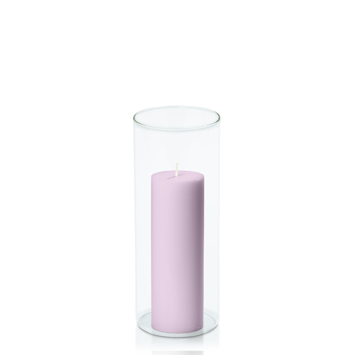 Lilac 5cm x 15cm Pillar in 8cm x 20cm Glass Pack of 1