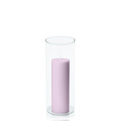 Lilac 5cm x 15cm Pillar in 8cm x 20cm Glass Pack of 1