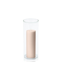Nude 5cm x 15cm Pillar in 8cm x 20cm Glass