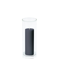 Steel Blue 5cm x 15cm Pillar in 8cm x 20cm Glass