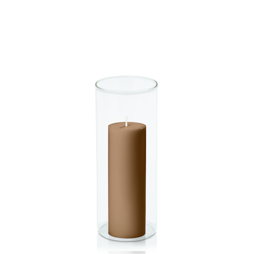 Tiramisu 5cm x 15cm Pillar in 8cm x 20cm Glass Pack of 1