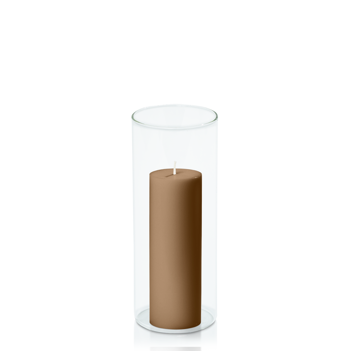 Tiramisu 5cm x 15cm Pillar in 8cm x 20cm Glass Pack of 1