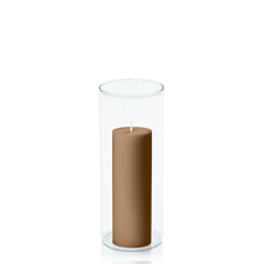 Tiramisu 5cm x 15cm Pillar in 8cm x 20cm Glass Pack of 1