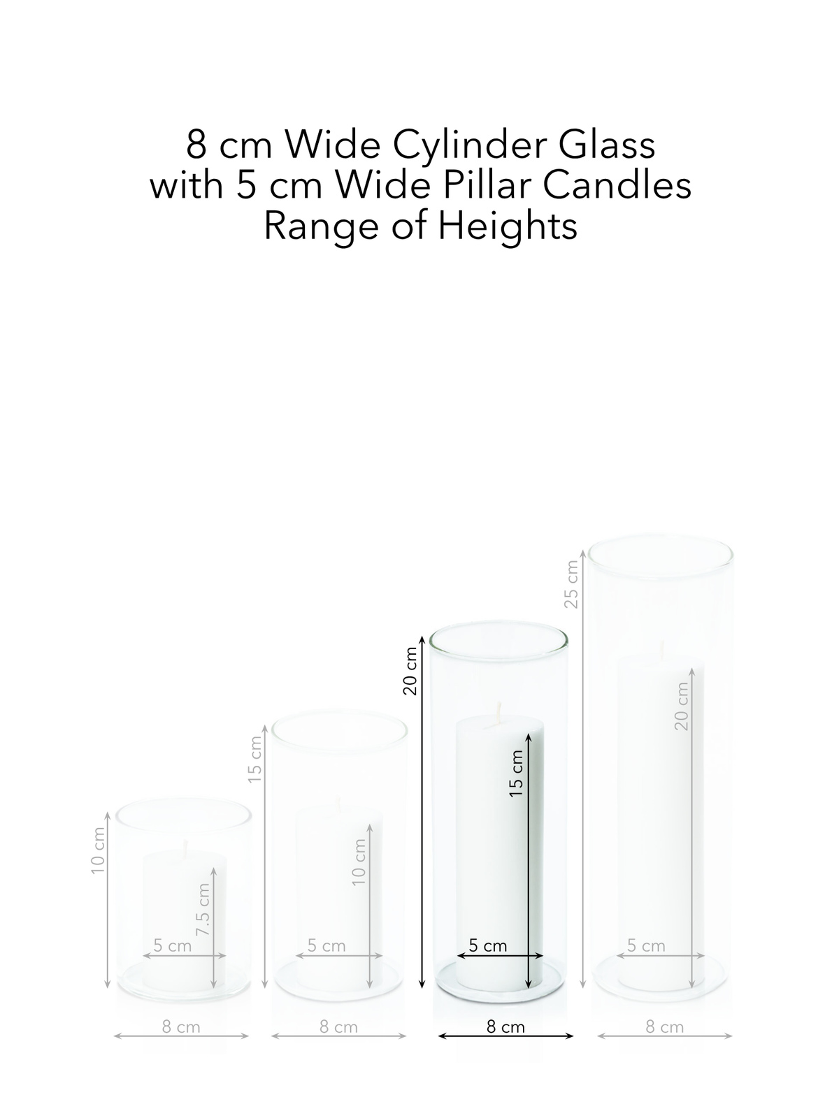Watermelon 5cm x 15cm Pillar in 8cm x 20cm Glass Pack of 1