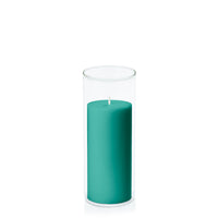 Emerald Green 7cm x 15cm Pillar in 8cm x 20cm Glass