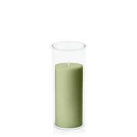Matcha 7cm x 15cm Pillar in 8cm x 20cm Glass