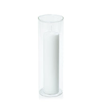 White 5cm x 20cm Event Pillar in 8cm x 25cm Glass