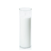 White 7cm x 20cm Event Pillar in 8cm x 25cm Glass