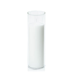 White 7cm x 20cm Event Pillar in 8cm x 25cm Glass Pack of 1