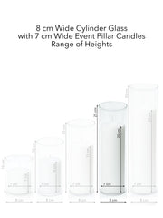 White 7cm x 20cm Event Pillar in 8cm x 25cm Glass Pack of 1