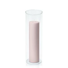 Antique Pink 5cm x 20cm Pillar in 8cm x 25cm Glass Pack of 1