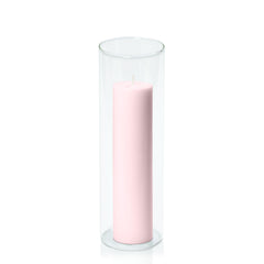Blush Pink 5cm x 20cm Pillar in 8cm x 25cm Glass Pack of 1
