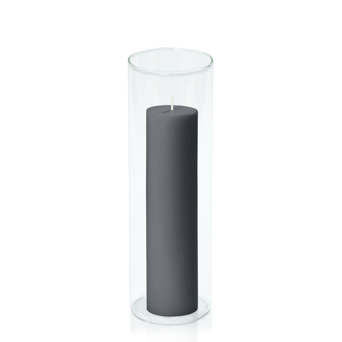 Charcoal 5cm x 20cm Pillar in 8cm x 25cm Glass Pack of 1