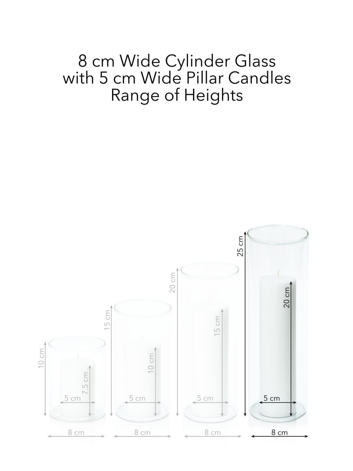 Chilli 5cm x 20cm Pillar in 8cm x 25cm Glass