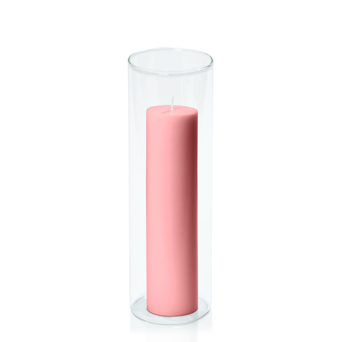 Coral Pink 5cm x 20cm Pillar in 8cm x 25cm Glass Pack of 1