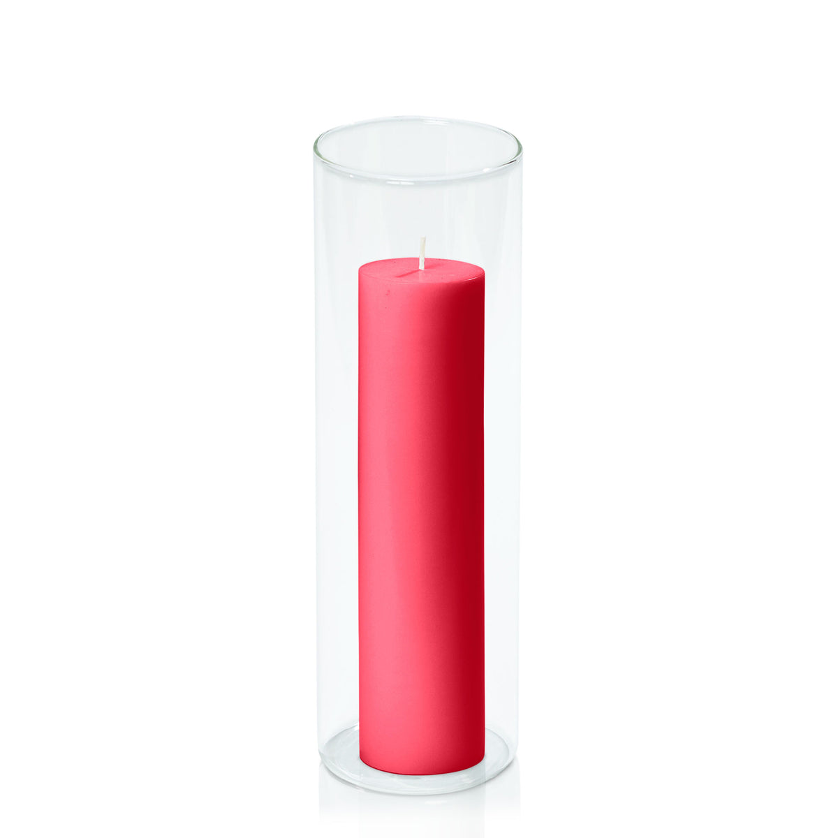 Carnival Red 5cm x 20cm Pillar in 8cm x 25cm Glass Pack of 1