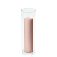 Heritage Rose 5cm x 20cm Pillar in 8cm x 25cm Glass