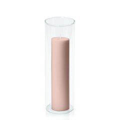Heritage Rose 5cm x 20cm Pillar in 8cm x 25cm Glass Pack of 1