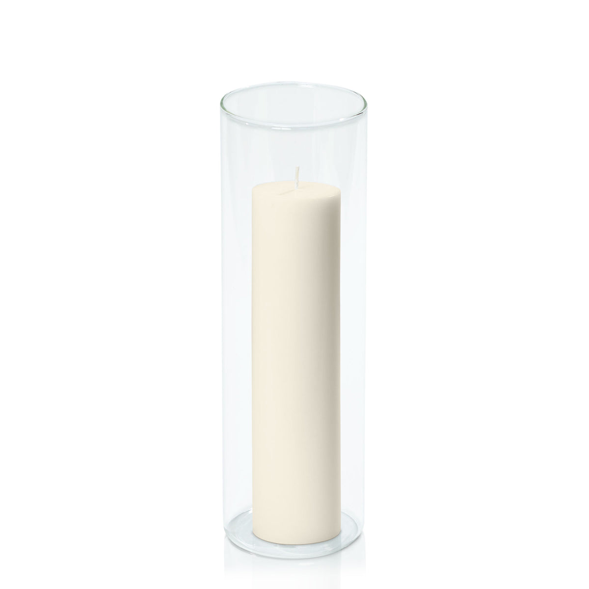 Ivory 5cm x 20cm Pillar in 8cm x 25cm Glass Pack of 1