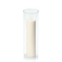 Ivory 5cm x 20cm Pillar in 8cm x 25cm Glass