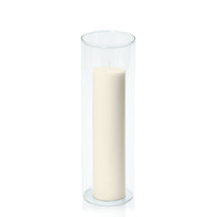 Ivory 5cm x 20cm Pillar in 8cm x 25cm Glass Pack of 1