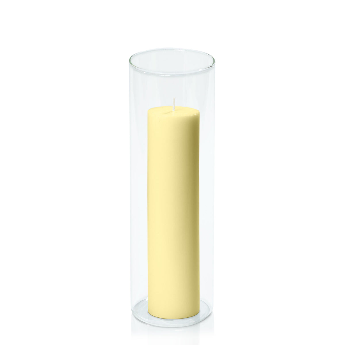 Lemon 5cm x 20cm Pillar in 8cm x 25cm Glass Pack of 1