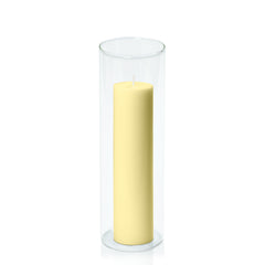 Lemon 5cm x 20cm Pillar in 8cm x 25cm Glass Pack of 1